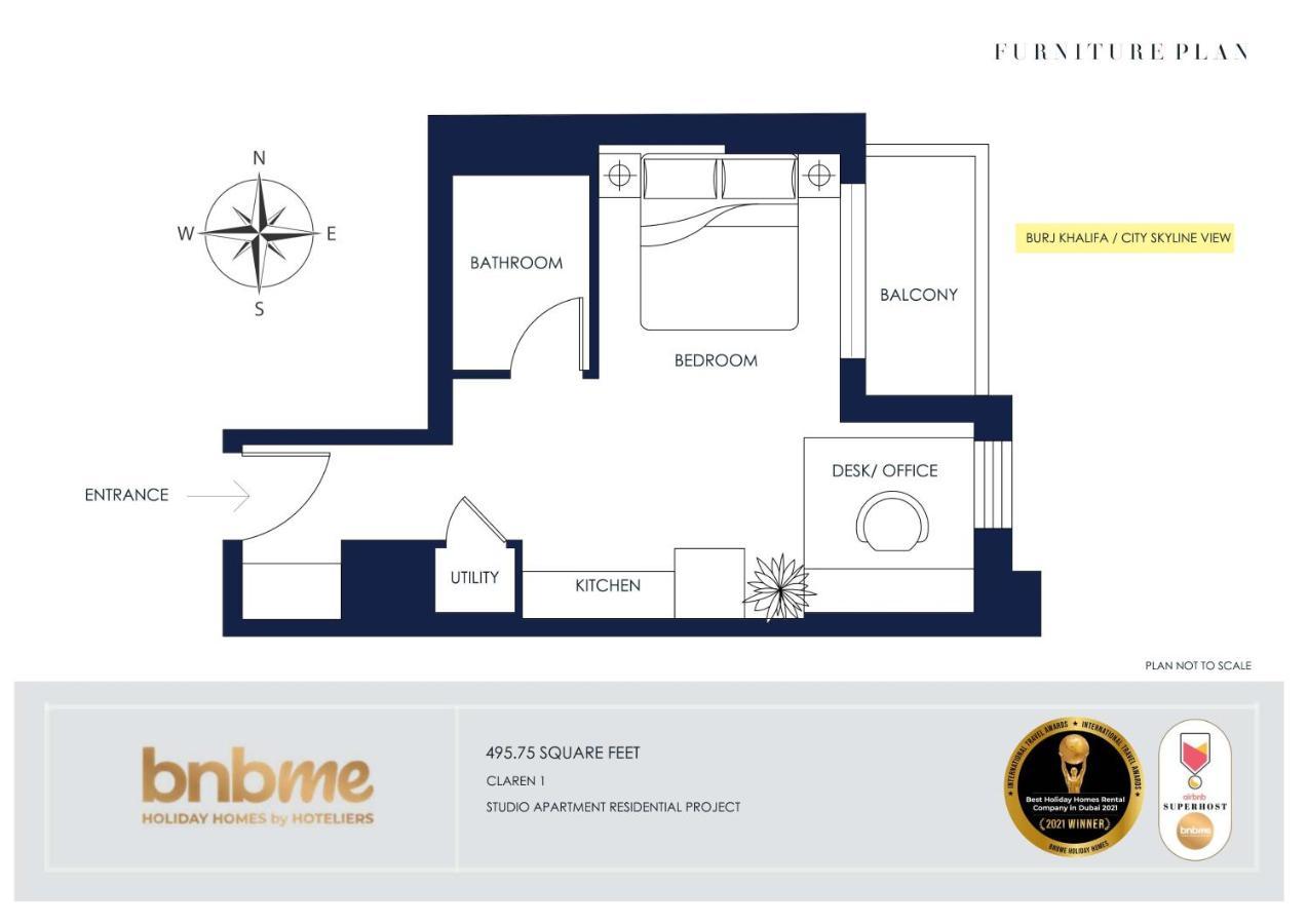 Bnbmehomes - Elegant & Stylish Studio In Downtown - 502 Dubai Exterior photo